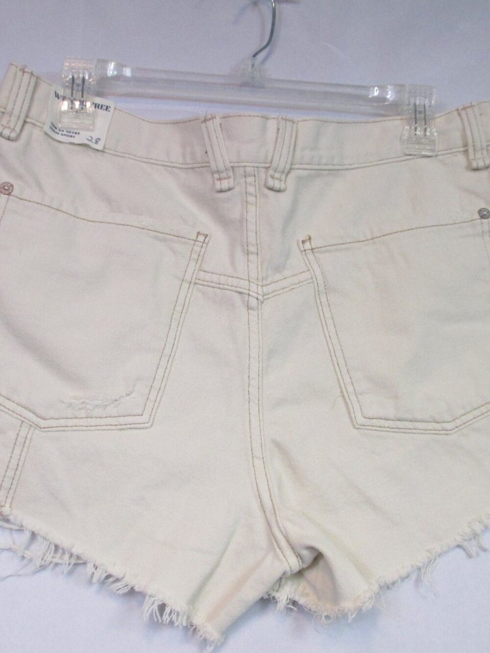 We The Free Beige Distressed Denim Jean Shorts - Picture 6 of 8